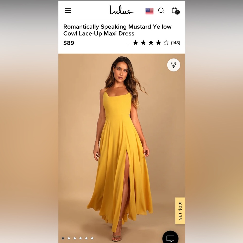 Yellow Formal Lulu’s Dress Medium